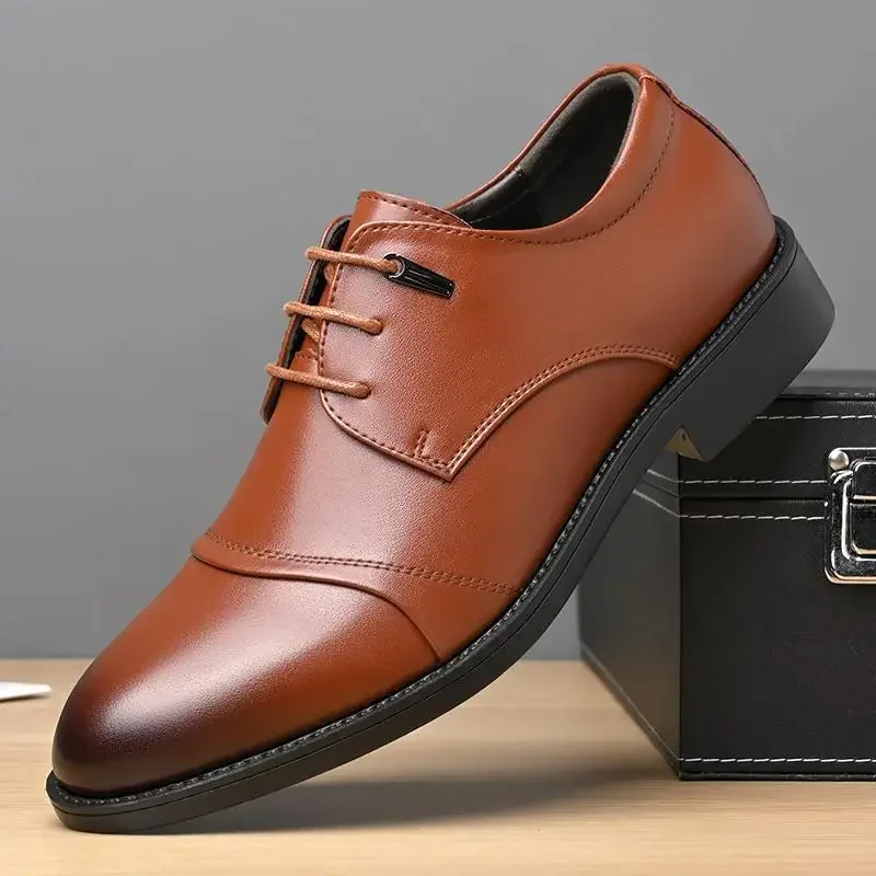 Chaussures Derby en cuir de vachette pour hommes, dentelle pointue, vêtements formels d'affaires, Oxford classique, décontracté, Italie, Parker