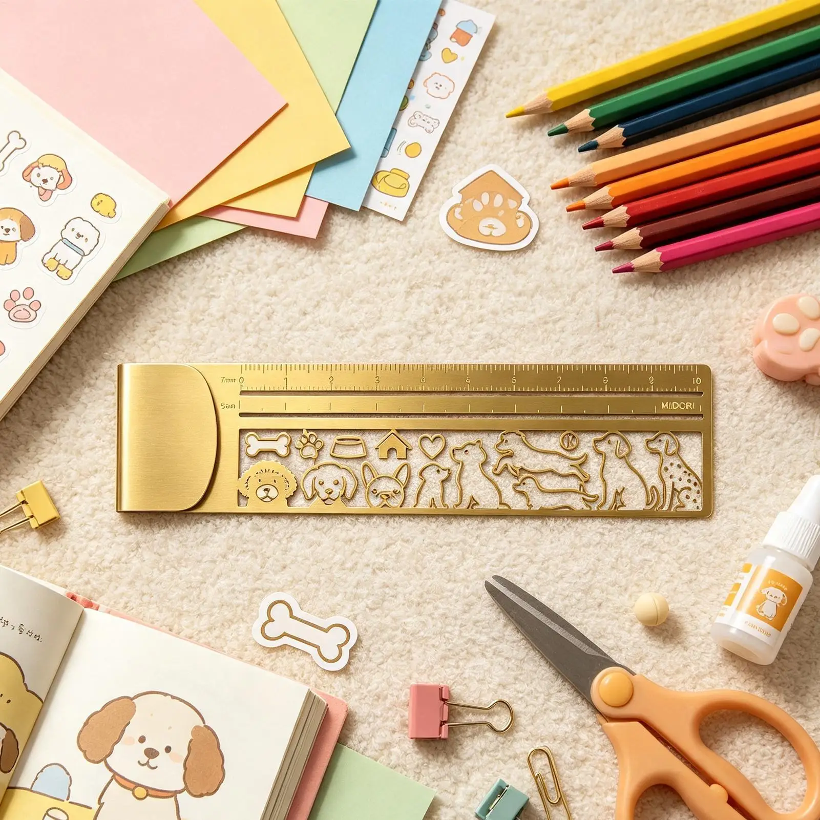 Dog Patterns 2 in1 Bookmark Diary Planning Book Note Gifts Dog Template Ruler Multifunctional Stationery Tool