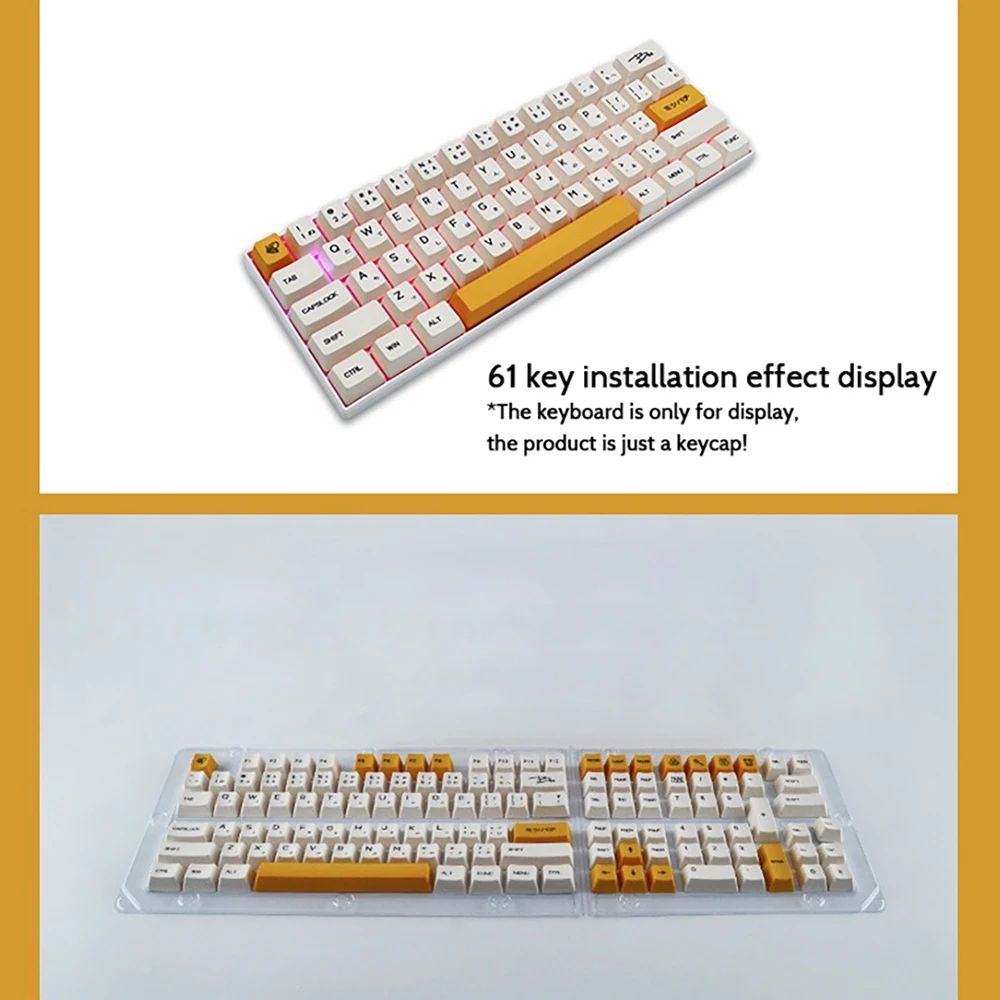 QWE-123 Keys PBT Full Keycaps Set For Mechanical Keyboard, Compatible With MX-Clone Switches For PC Gaming Keyboard (Bee)