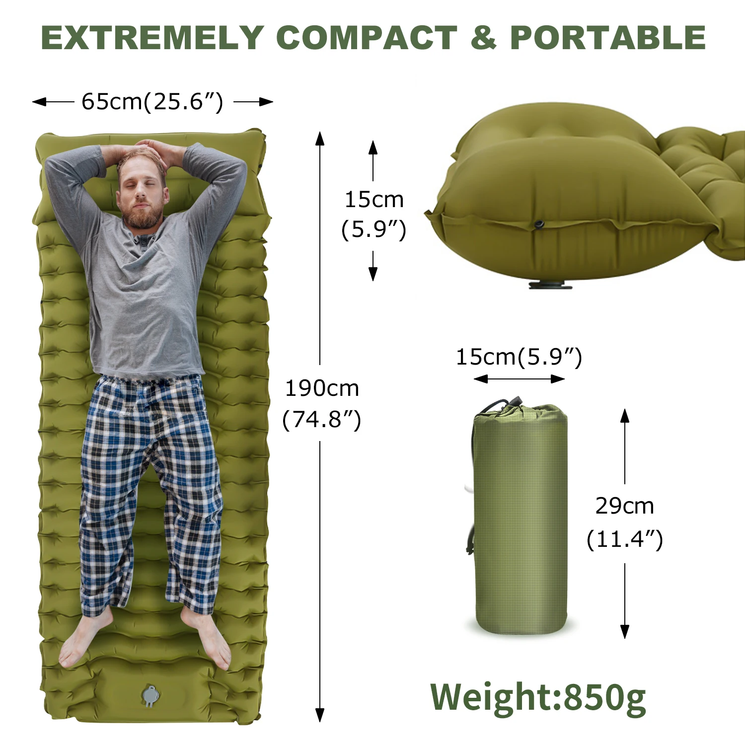 WESTTUNE Outdoor Sleeping Pad Camping Inflatable Mattress with Built-in Pillow & Pump Thicken Inflatable Cushion for Home Travel image 3