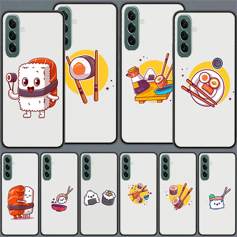 Cute Cartoon Sushi Clear Phone Case For Samsung Galaxy A54 A34 A24 A14 A04 A04S A12 A22 A32 A52S A72 A53 A33 A23 A13 4G A73 A42