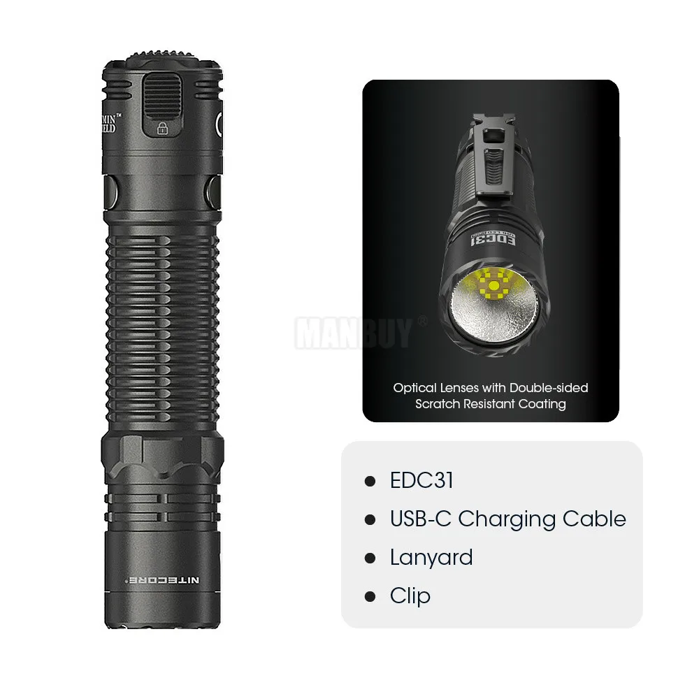 Genuíno nitecore edc31 3500 lúmen USB-C recarregável 9xled lanterna edc ao ar livre equipamento de iluminação acampamento aplicação da lei tático