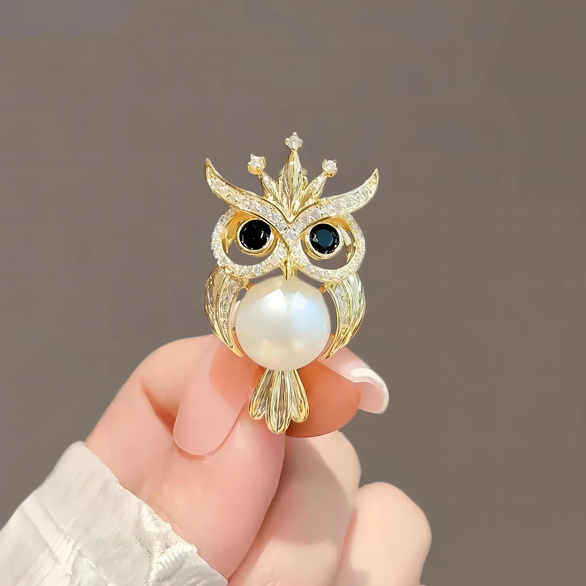 Rhinestone Owl Pins for Women Unisex Pearl Animal Brooches Event Party Backpack Decoration Clothes Accessories