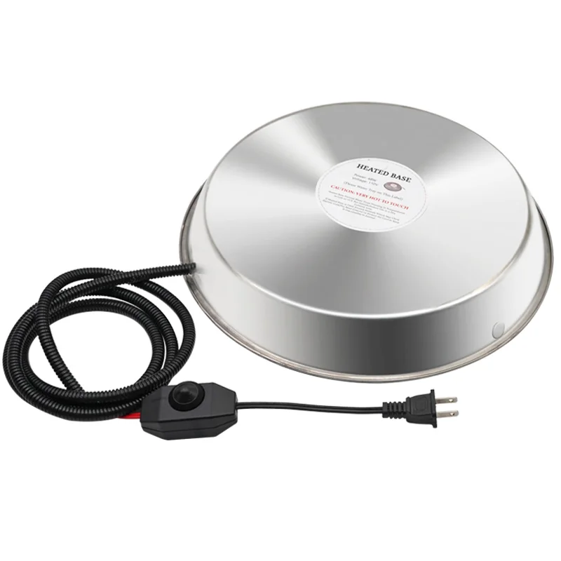 Heated base for poultry waterers, winter freeze-proof heating base for farms, heated base for poultry waterers