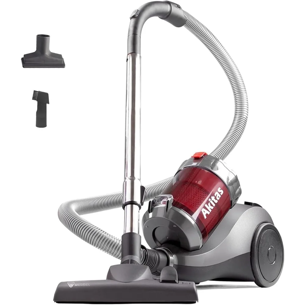 Akitas Aspiradora sin Bolsa 800W Potente con Cabezal de Cepillo 2 en 1 alemán Wessel Werk para Suelos Duros y alfombras
