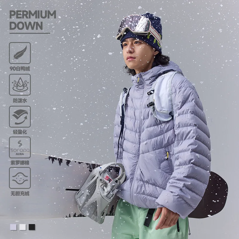 Qualità impermeabile 90% piumino bianco uomo donna con cappuccio piumino da trekking piumino da campeggio esterno capispalla per coppie JK-085