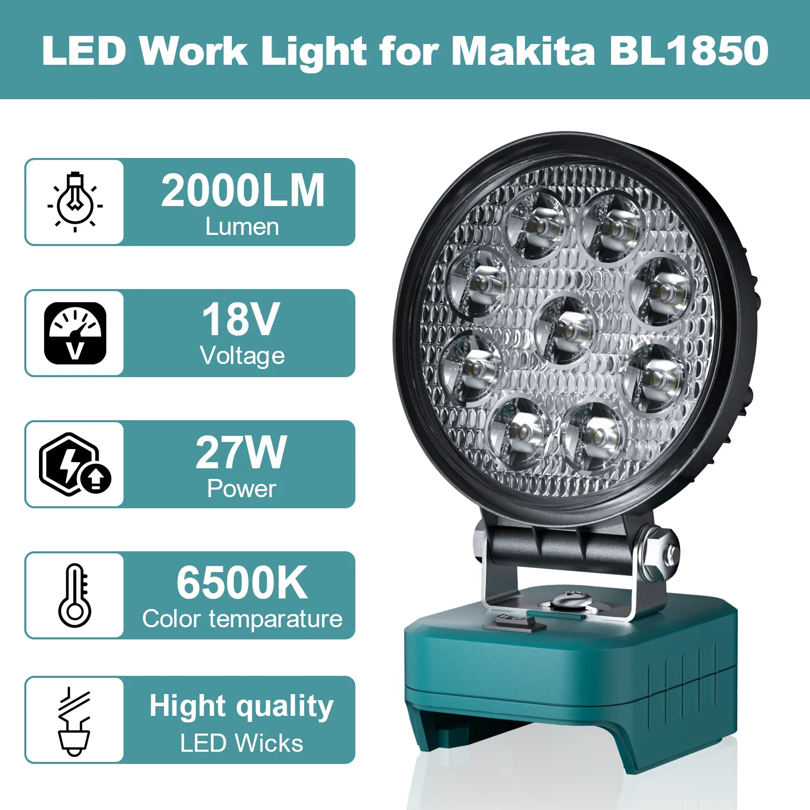 For Makita BL1830 18V Battery 27W Work LED Light for BL1815N BL1820 BL1830 BL1840 BL1850 BL1860 Tool Battery Accessories