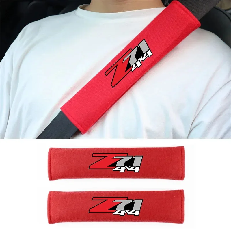 

2Pcs Car Seat Belt Cover Shoulder Protect Belt Pad Case for Silverado Colorado 1500 2500 Z71 4X4 Off-Road Auto Accessories