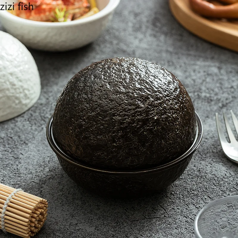 

Stone Patterned Ceramic Bowl Ball Shaped Bowl Dessert Snack Bowl Salad Bowls Noodle Bowls Thick Soup Bowls Restaurant Tableware
