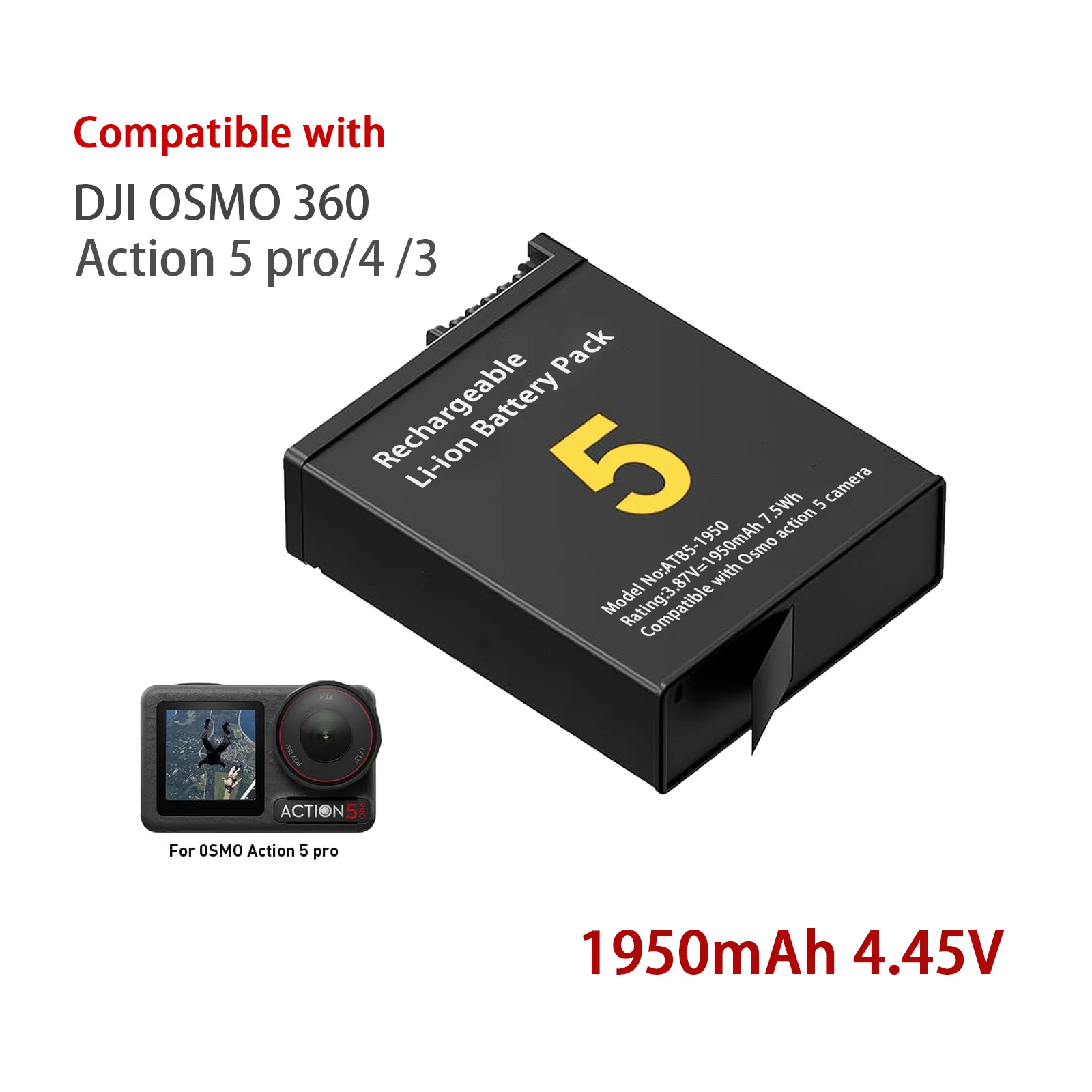 

1950mAh Compatible with DJI Osmo Action 5 Pro Action 4 Camera Battery Batteries And Charger For DJI Osmo Action 4/3 Accessories