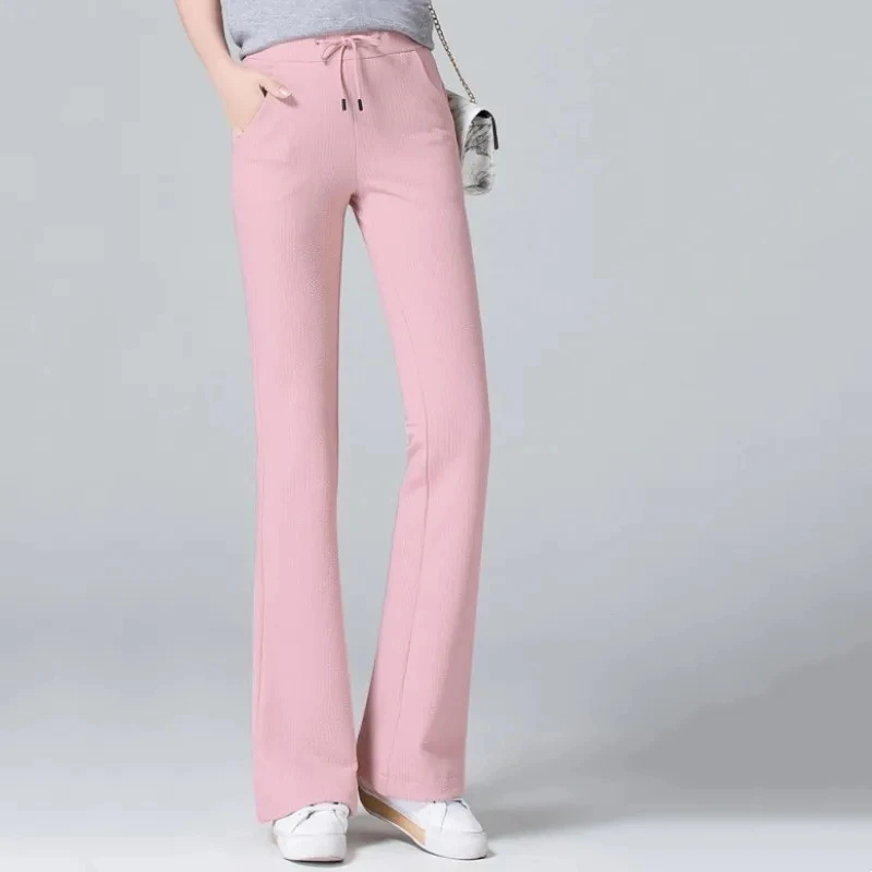 Thin Micro Flared Pants Spring Summer Women's High Waist Slim Joker Casual Pants Fashion Solid Color Casual Simple elegant Pants