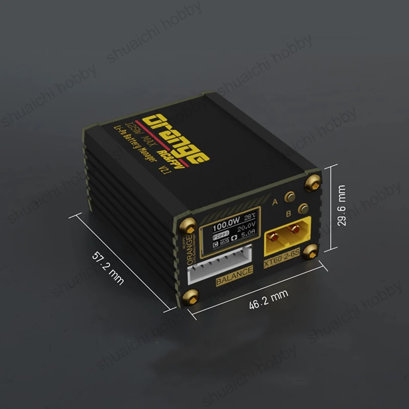 1PC 6-30V 2-6S Dual Port 125W Discharger Li-Po Battery Manager V2.1 Balance Head XT60 Female Interface for FPV Drone Accessories