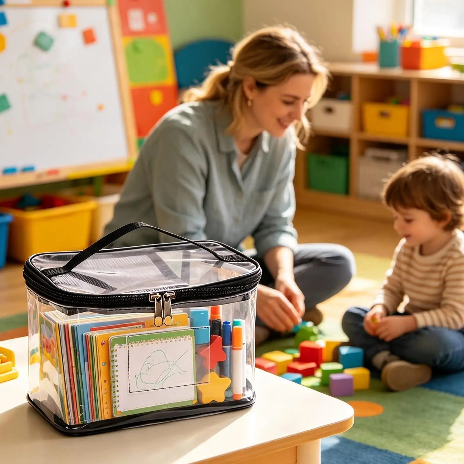 Toy Bags For Storage 6 Pieces Clear Puzzles Organizer Pouch With Label And Pocket Dustproof Toys Storage Bags For Nursery Home view 3