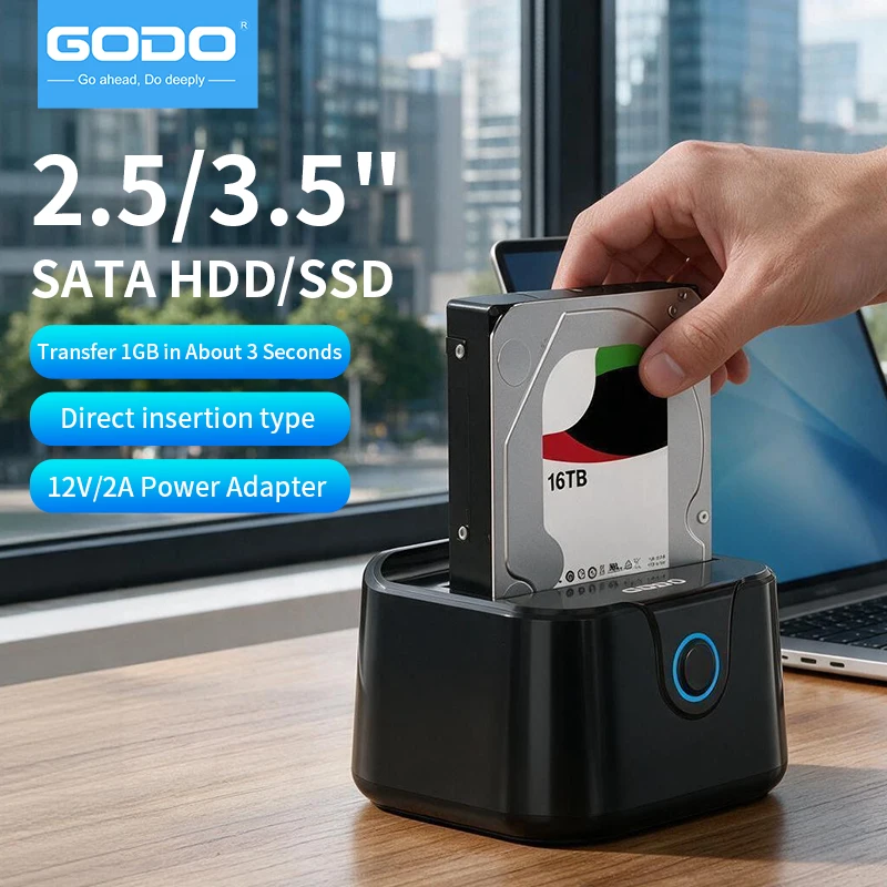 GODO USB 3.0 HDD Docking Station SATA 2.5 3.5 Inch SSD Disk Case HDD Box Dock Hard Drive Enclosure Docking Station