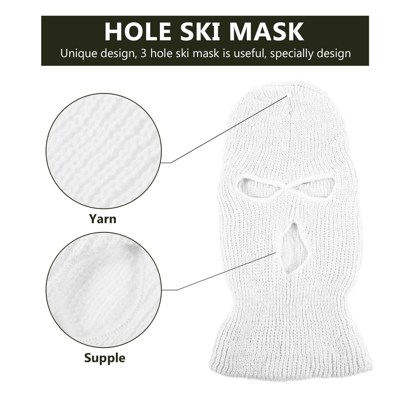 

Теплая вязаная маска-бини с 3 отверстиями для лица, для зимних видов спорта, для мужчин и женщин, для защиты от холода