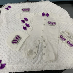 Dollbling-Personalized Crown Baby Girl Layette Set, departure from the hospital, newborns Bling Outfits, 5pcs 10 Main Sales Exit Maternity Girl - №9