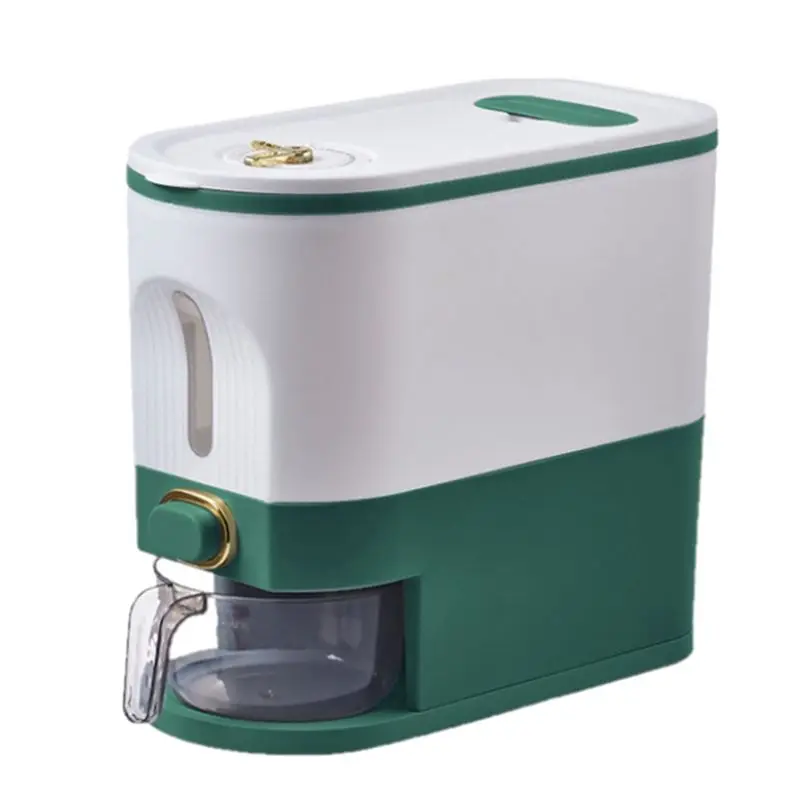 

AC76-1PC Rice Storage Box Sealed Rice Dispenser Capacity Grain Storage Jar Bucket Pet Food Container Easy To Use ,L,Green