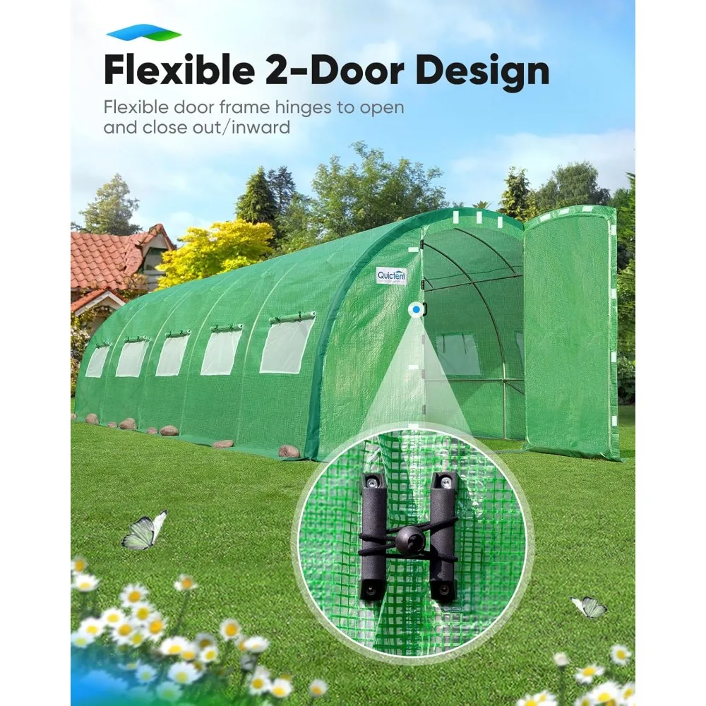 

Premium Greenhouse Swing Door Green House, Upgraded Tunnel Hoop House Frame and Cover for Outside Garden Plant, Greenhouse