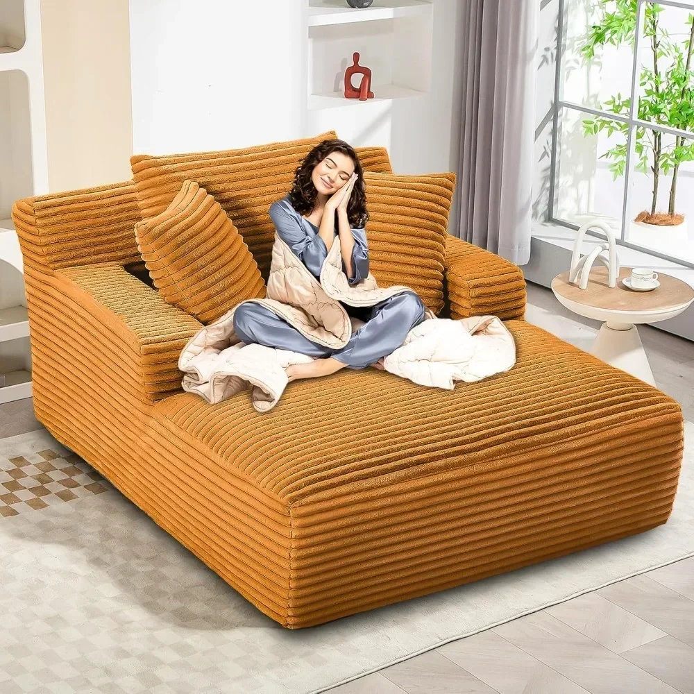 Chaise Lounge de interior, sofá cama tapizado con 2 cojines, sillón interior, sillón y silla de lectura, sofá reclinable