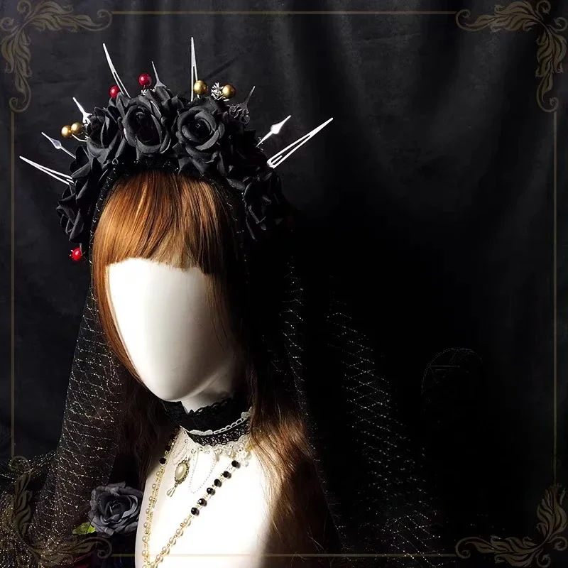 Handmade Gothic Accessories Corolla Head Crown Hair Accessories Headband Small Objects Dark Photo Props