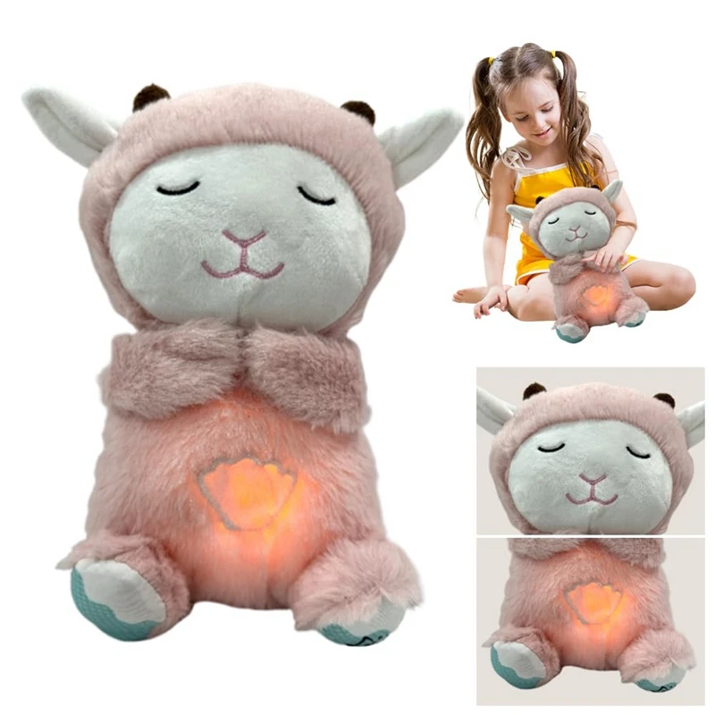 Calming Lamb Plush Baby Sound Machine บรรเทา Snuggle Lamb หายใจตุ๊กตาสัตว์ตุ๊กตาของเล่น Sleeping ของเล่นเด็ก