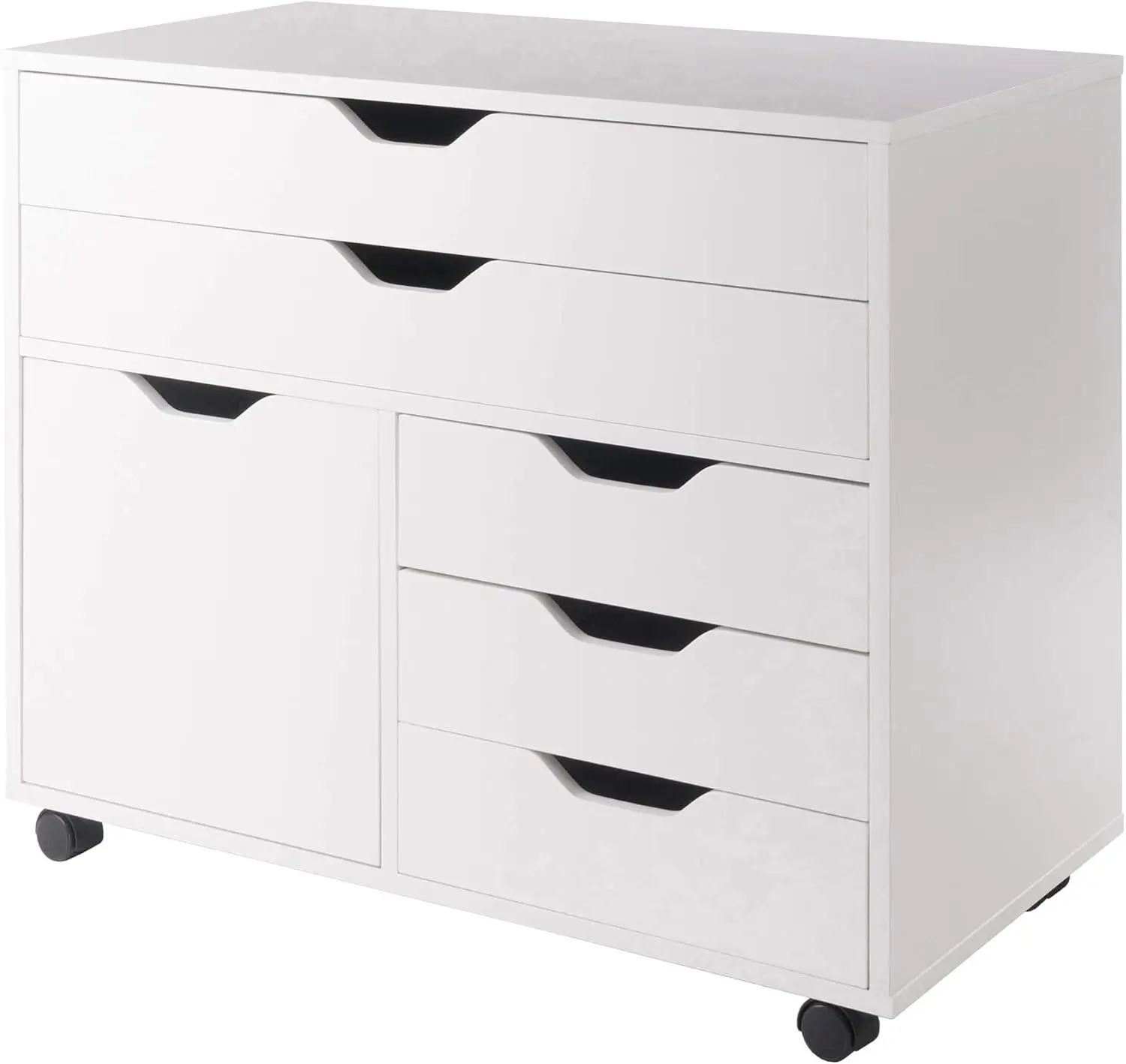 Halifax Storage Mobile Cabinets, 1 Door, 3 Drawers, 2 Wide Drawers, for Home Office, White