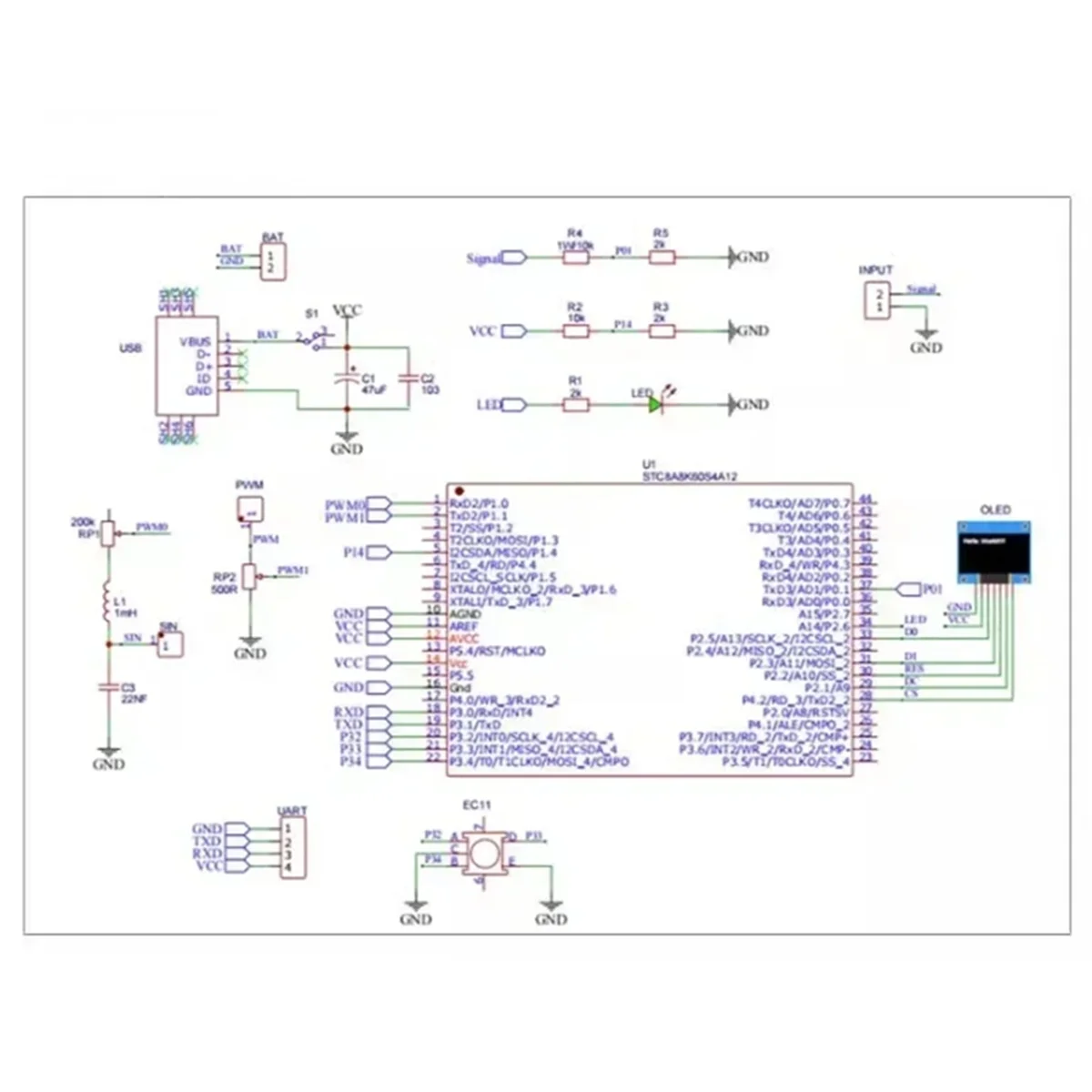 Fai da te Mini Kit oscilloscopio digitale STC8K8A microcontrollore microcontrollore formazione elettronica saldatura pratica parti