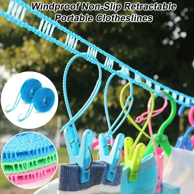 10M Windproof Clothesline Slip Resistant Portable Laundry Drying Line Rack Indoor Outdoor Travel Home Laundry Accessory