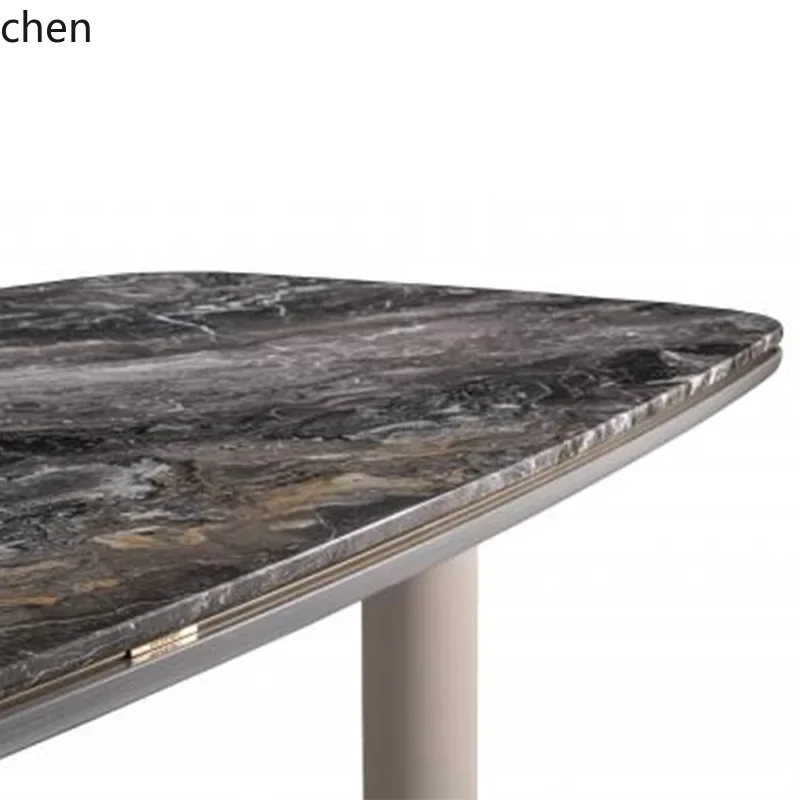 Round Spliced Marble Dining Table with Turntable Living Room Dining Table