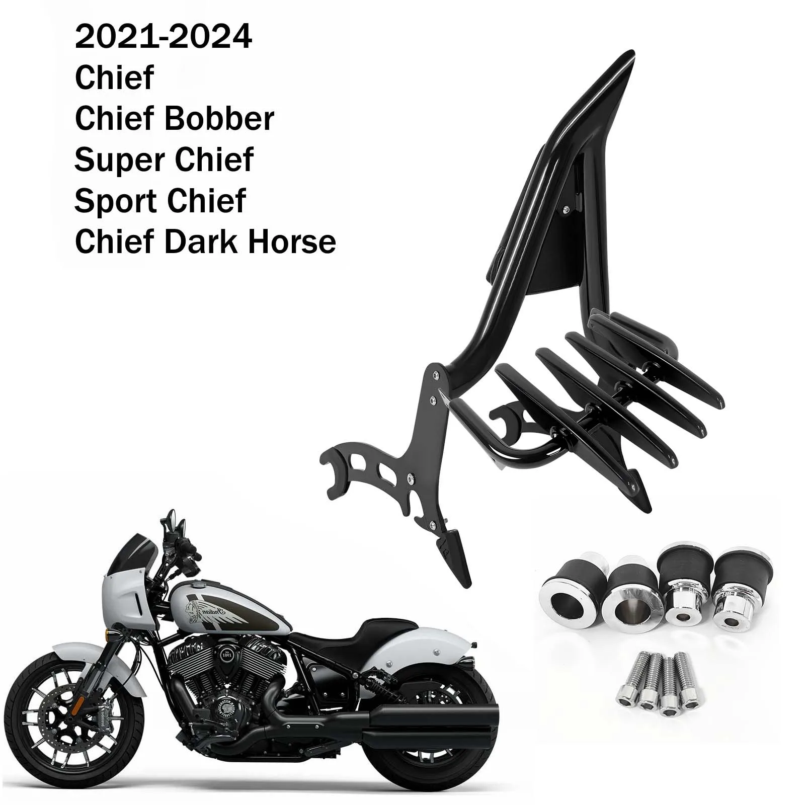 Oparcie motocykla Sissy Bar z bagażnikiem dla Indian Chief Super Chief Sport Chief Bobber Chief Dark Horse
