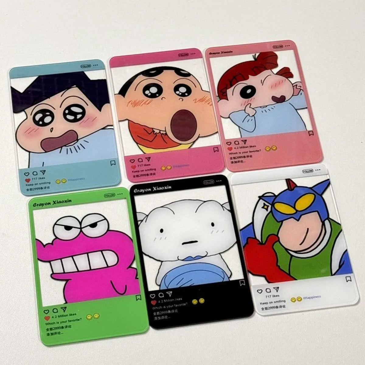 Crayon Shin chan Transparent Acrylic Card 3inch Ins Style Anime Figures Cartoon ACG Goods Cards Game Collection Cards Toy Gift view 3