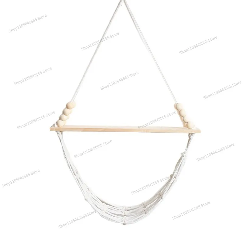 For hand-woven wooden beads wall storage hanging net homestay children's room wall decoration