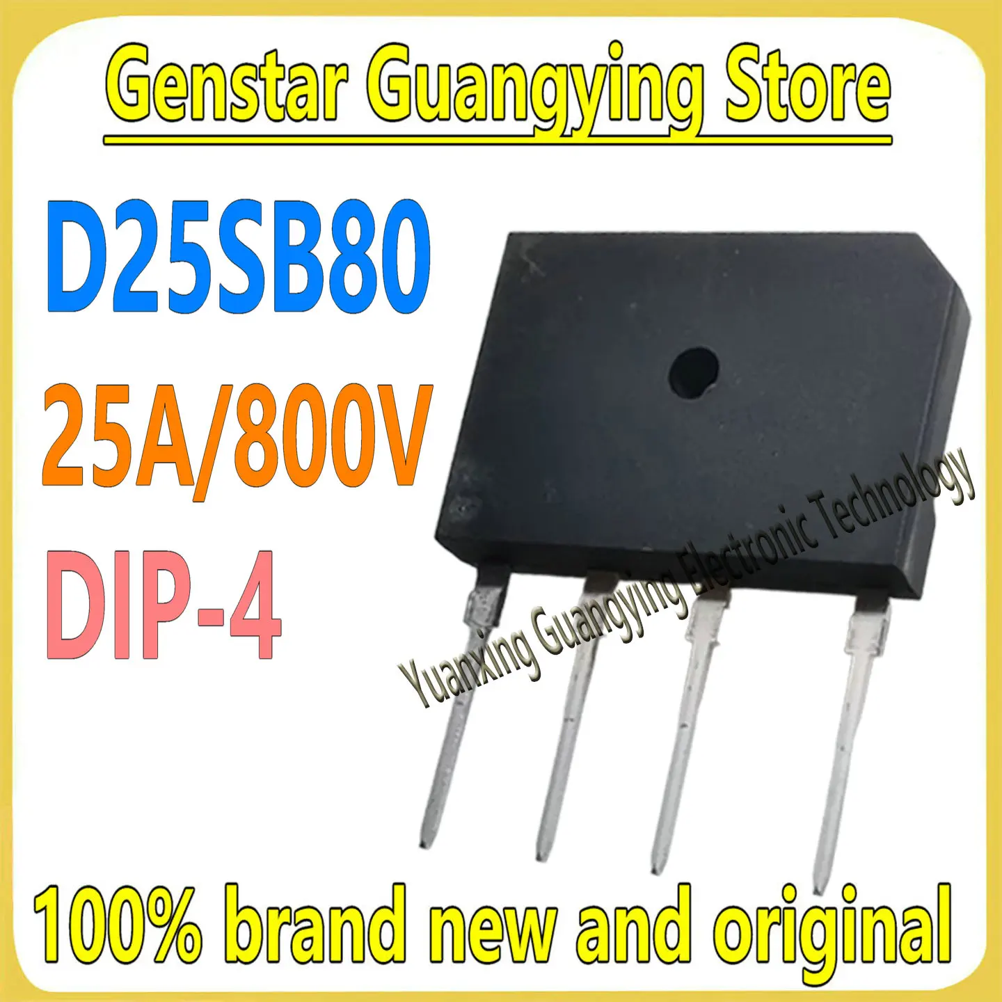 (5 Pieces) D25SB80 D25XB80 D25SB100 D25XB100 DIP-4 25A 800V/1000V Single-Phase Rectifier Bridge Rectifier 100% Brand New