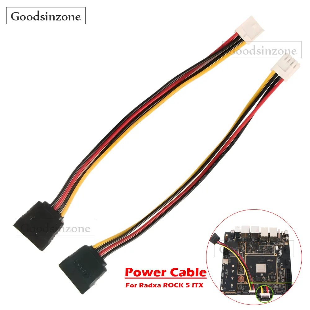 2PCS Radxa SATA Power Cable - 15-Pin to 4-Pin FDD Adapter for ROCK 5 ITX & Compatible SBCs