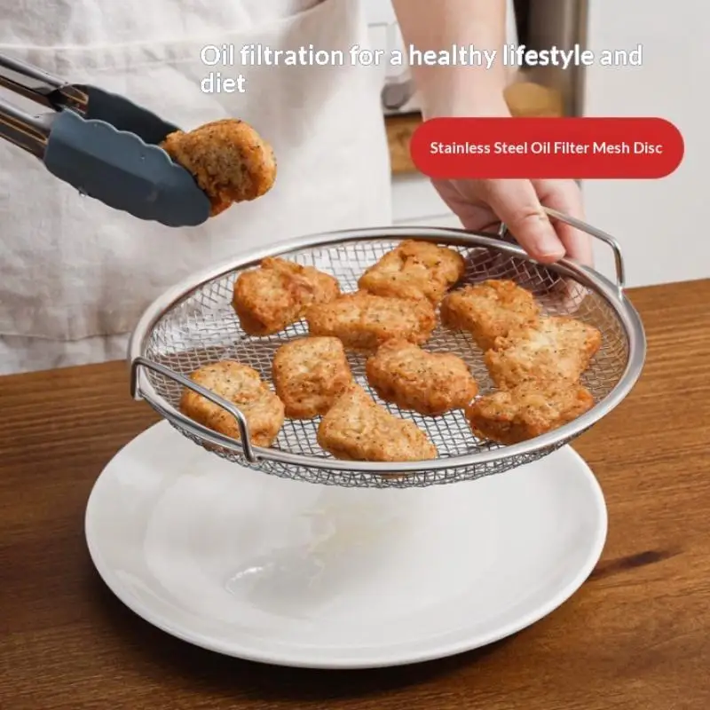 Stainless Steel Oil Filter Basket Reusable Round Mesh Strainer For Frying Cooking Kitchen Grease Separation view 3