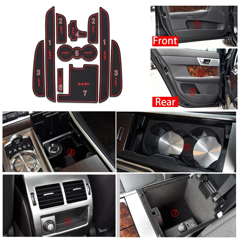 10PCS Car Door Groove Mat Interior Decoration Auto Accessories For Jaguar XF 2011 2012 2013 2014 2015