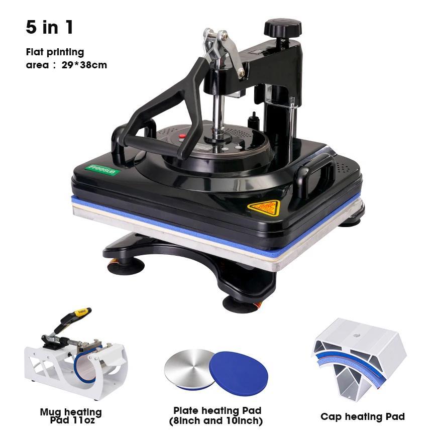 

Freesub 5 in 1 combo heat press machine T shirt mug plate logo printing machine for sale