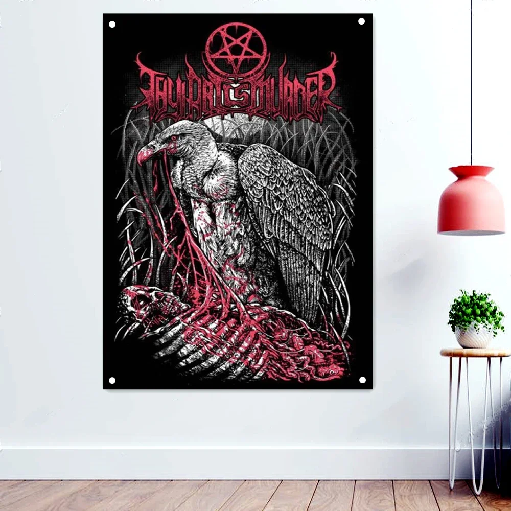 Vulture Death Metal Artist Flags Wall Chart Tapestry Dark Art Rock Music Poster Band Icon Banner Concert Music Festival Decor