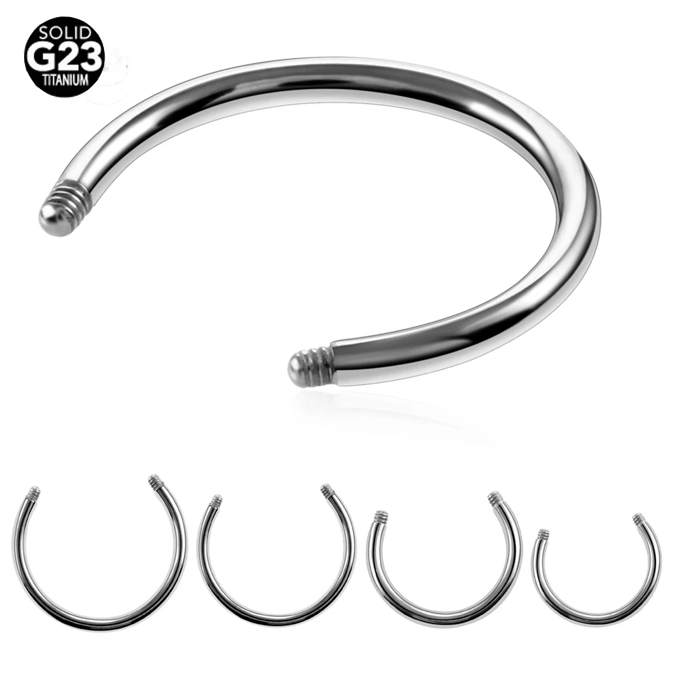 50Pcs/lot 14G 16G G23 Titanium Circular Barbell Horseshoe Ring Bar Replacement Accessories Nose Hoop Post Body Piercing Jewelry