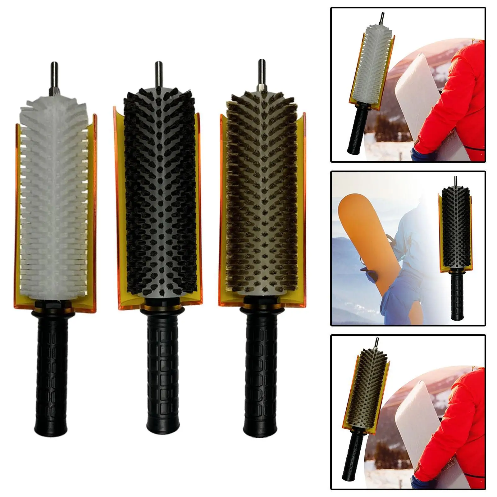 Ski Wax Brush with Shaft Handle And Cover, Practical Roller for Maintenance