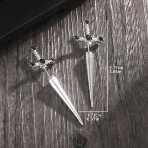 Gotische Schwertohrringe für Frauen, Vintage, Cool, Punk, Kristall, Ohr Jacke, Gotik, Dolch, Geschenkschmuck 6 Hauptverkaufsohrohrjacke - №5