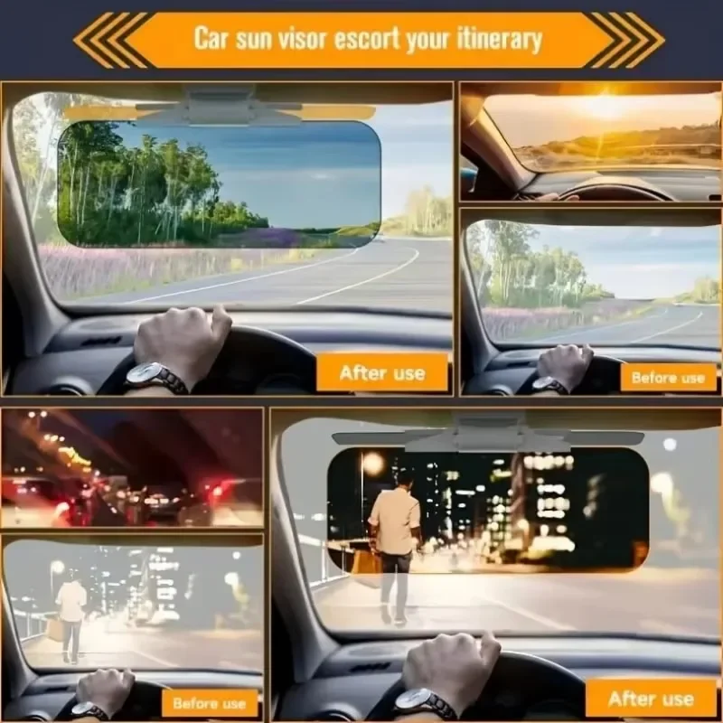 Universal Car Sun Visor With Polarized Glare Protection Driver's Anti-Glare Mirror Visor Portable Foldable Car Visor