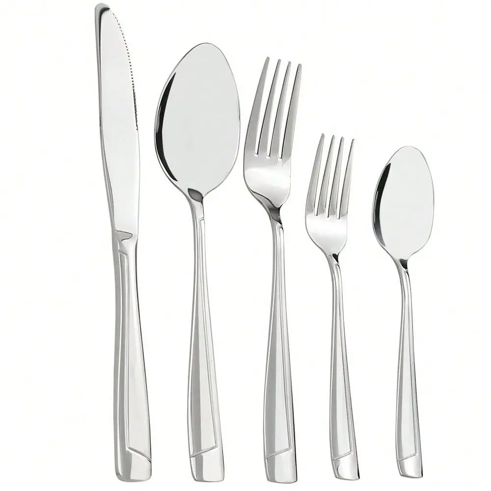 

Steel Tableware Set For 10, 50 Pieces Flatware Set