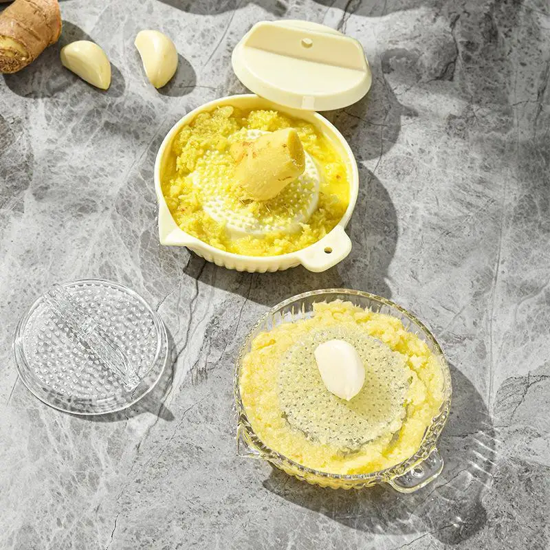 Mini Round Food Grater with Storage Lid, Handheld Grinder for Ginger Garlic Fruits Vegetables, Kitchen Grinding Tool
