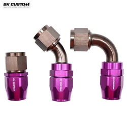 SK CUSTOM Aluminum Hose Fittings Right Angle Fittings Braided Tubing Adapters Oil Radiator Fittings AN8 AN10 45° 90° 180°