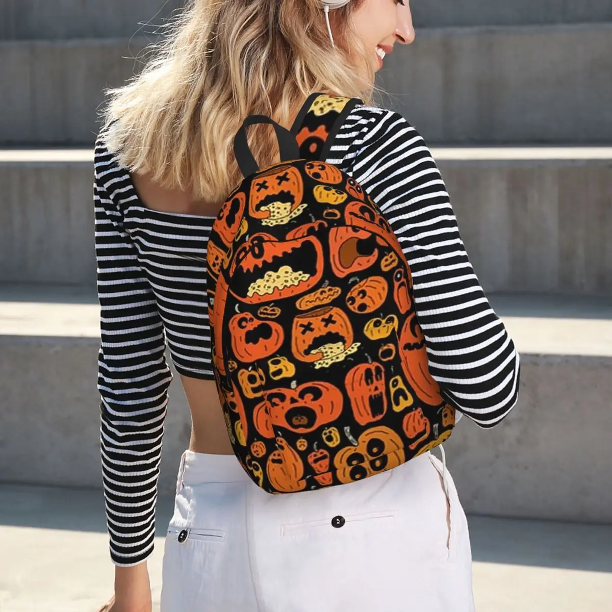 Ghost Pumpkin Halloween Backpack Hot Sale Daypack Large Capacity Boys Girls BookBag School Bag Shoulder Bags for Men Women