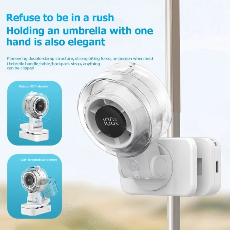 【TODAY-BUY】~@ Creative Desktop Rotating High-Speed Clip Fan-for on Spray Fan with Digital Display Humidifier Hydrator