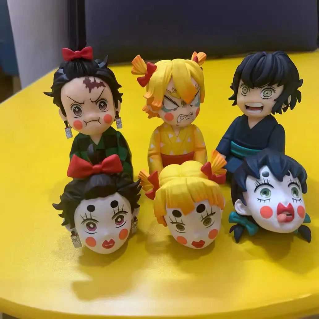 Tanjiro Zenitsu Inosuke TAKARA TOMY Demon Slayer Flower Street Kapitel Doppelköpfiges Modell Spielzeug Schreibtischdekoration Fans Sammlergeschenk