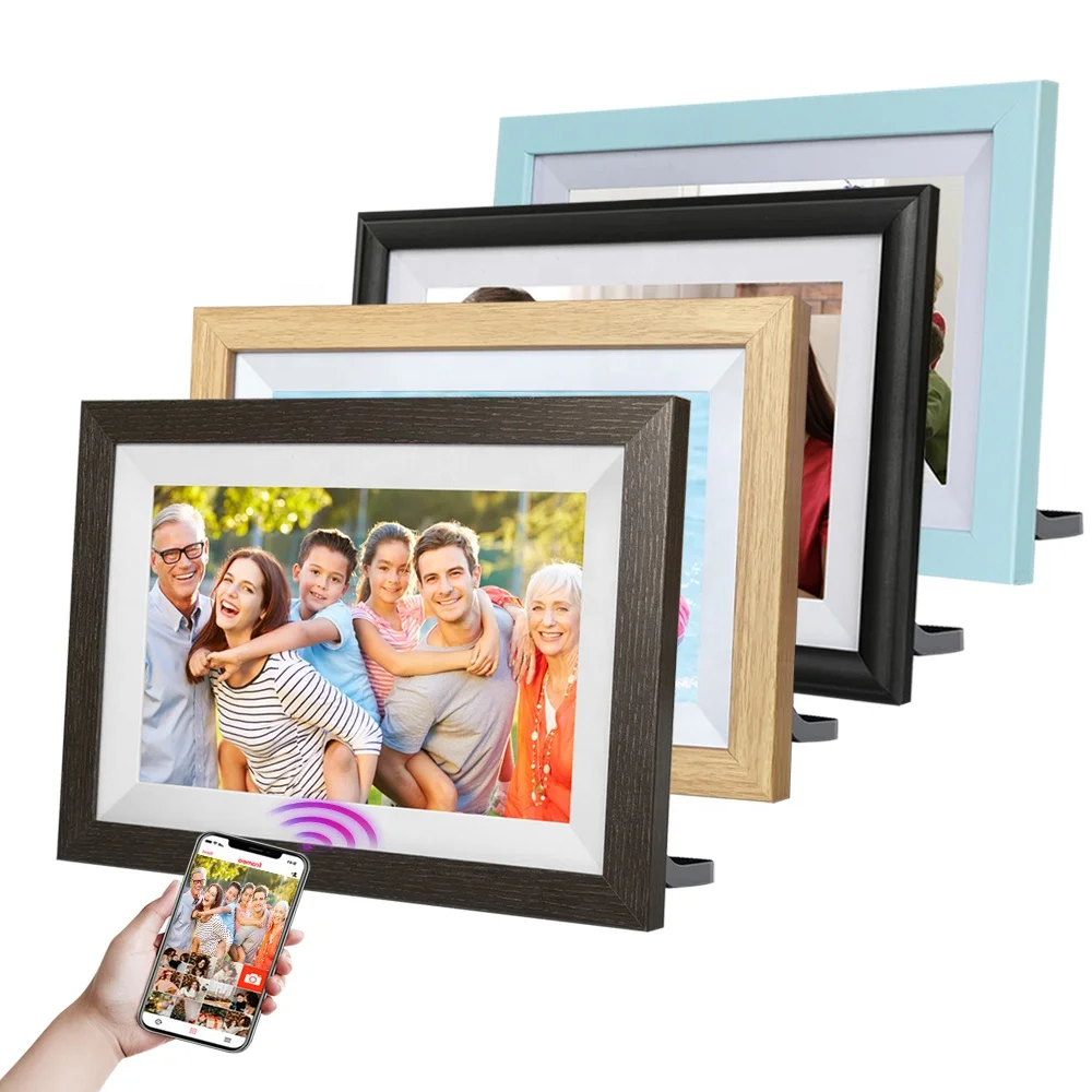 Wholesale Bulk Customize Woden Case Frameo LCD Cloud Video Download 10 Inch WiFi Digital Photo Picture Frames