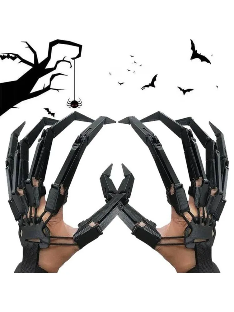 Halloweenowe Ruchome Palce Straszne Sztuczne Palce Szkielet Ręka Cosplay Rękawica na Palec Realistyczny Horror Duch Pazur Rekwizyt Dekoracja na Imprezę — 2